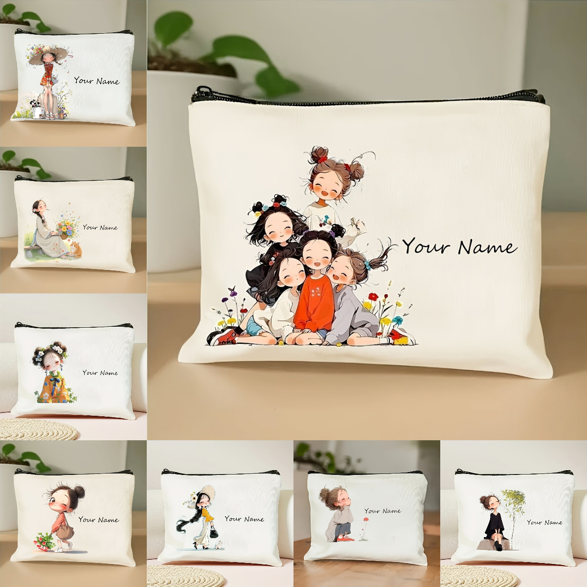 Women Bags Gift - Korean-Style Anime Girl Makeup Bag Custom