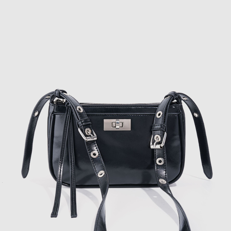 Women Bags Premium Brands - Black Motorcycle Bag Brand Studded Shoulder