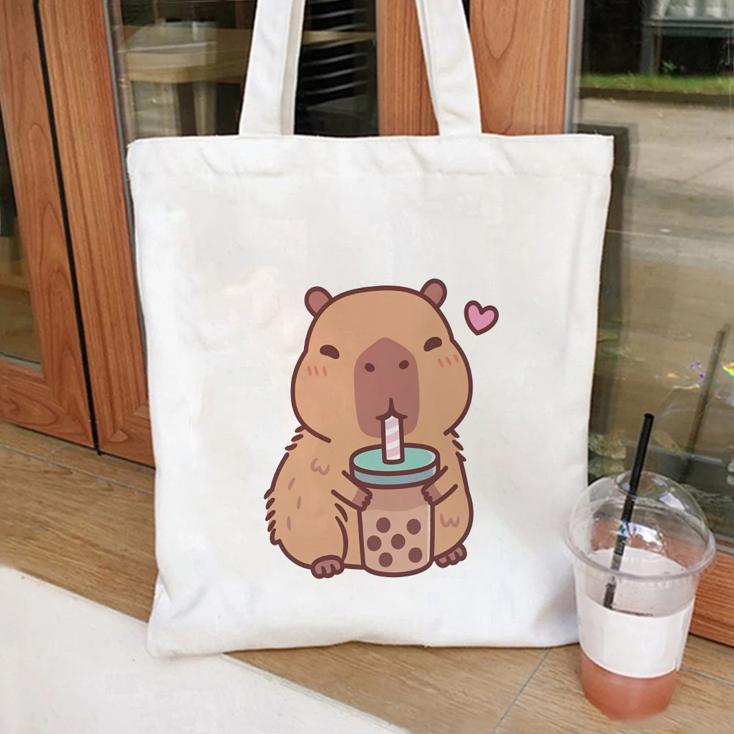 Women'S Japanese Bags - 1pc Japanese Style capybara Printed Canvas