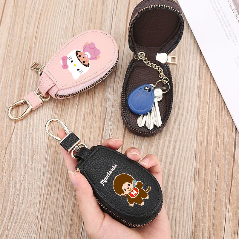 Women Bags Gift - 1pcs MONCHHICHI Leather Zipper Key Wallet