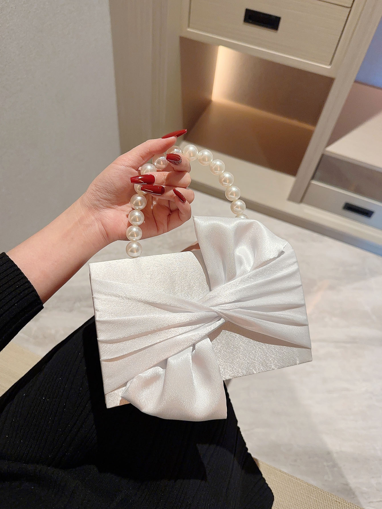 Evening Bag Beaded - Lady Exquisite Flower Evening Bag white