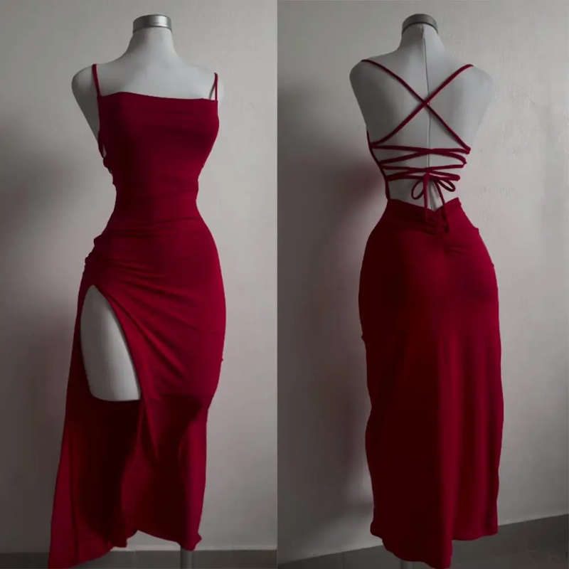 2025 Sexy Suspender Slit Dress - Women Bags Winners recensione e prezzo