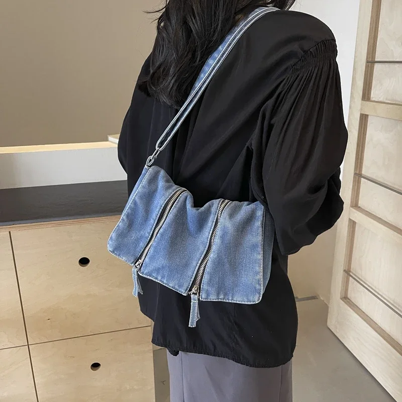 Solid Zipper Denim Versatile S - Women'S Bags New Look recensione e prezzo