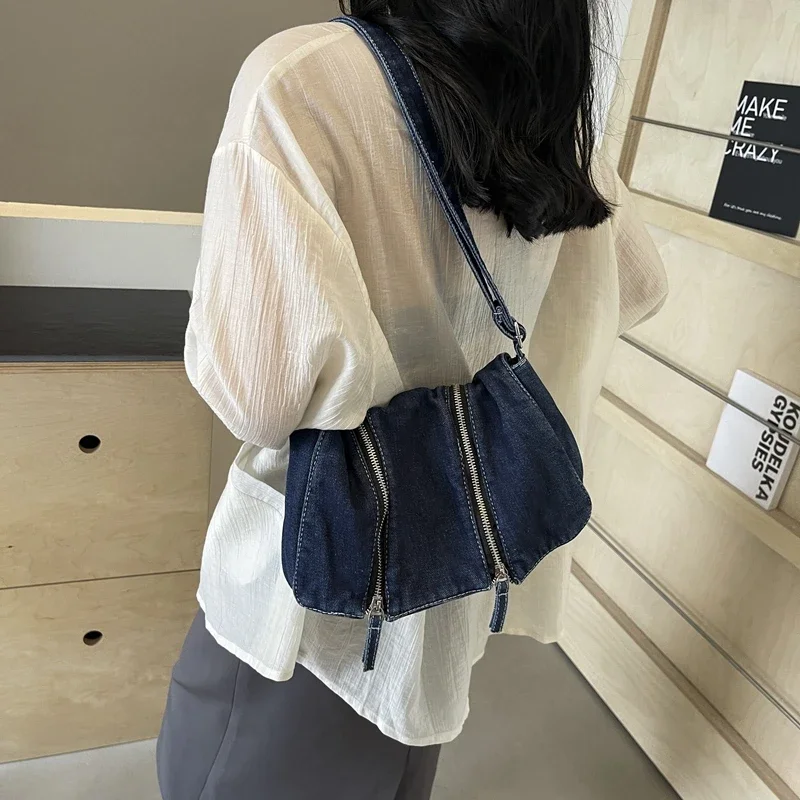 Solid Zipper Denim Versatile S - Women'S Bags New Look recensione e prezzo