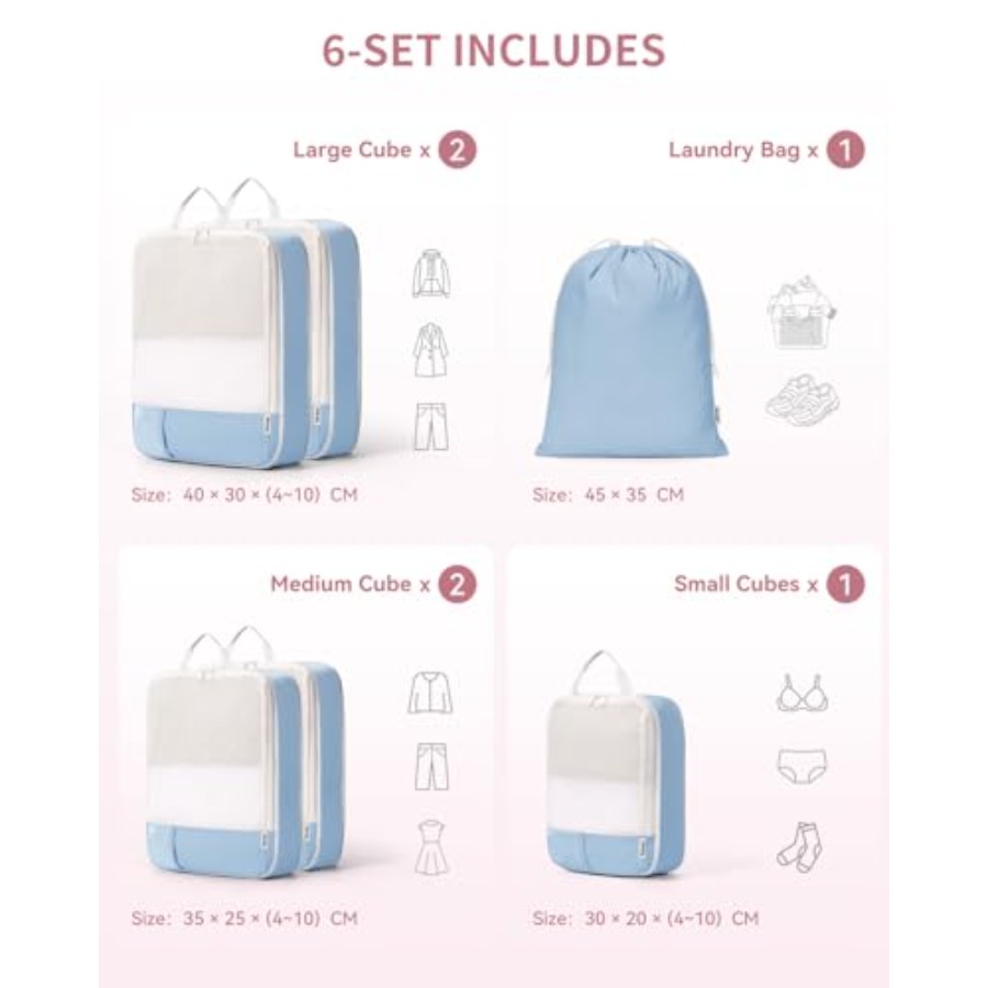 6 Set Compression Packing Cube - Women'S Bags Travel recensione e prezzo