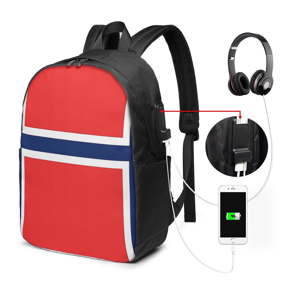 Norway Flag Backpack Travel No - Women Bags College recensione e prezzo