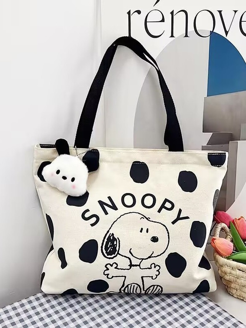 Cartoon Snoopy Canvas Shoulder - Women Bags Gift recensione e prezzo