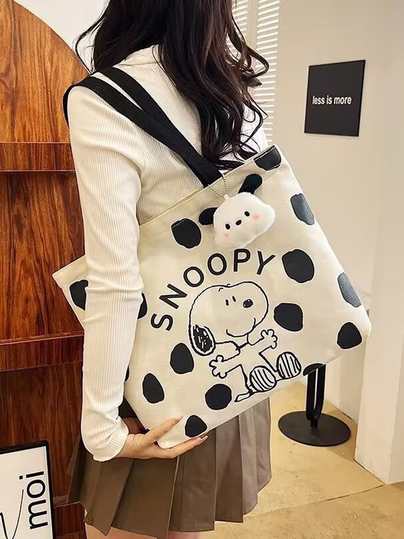 Cartoon Snoopy Canvas Shoulder - Women Bags Gift recensione e prezzo