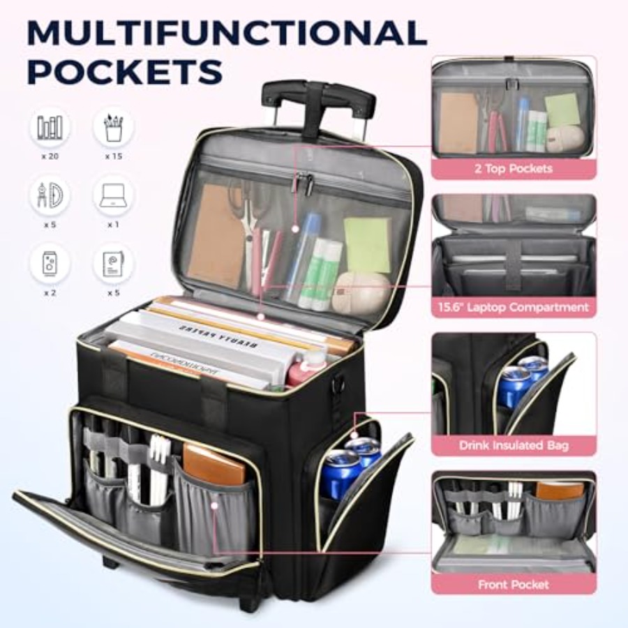 Rolling Teacher Bag, 15.6 Inch - Woman In Bag recensione e prezzo