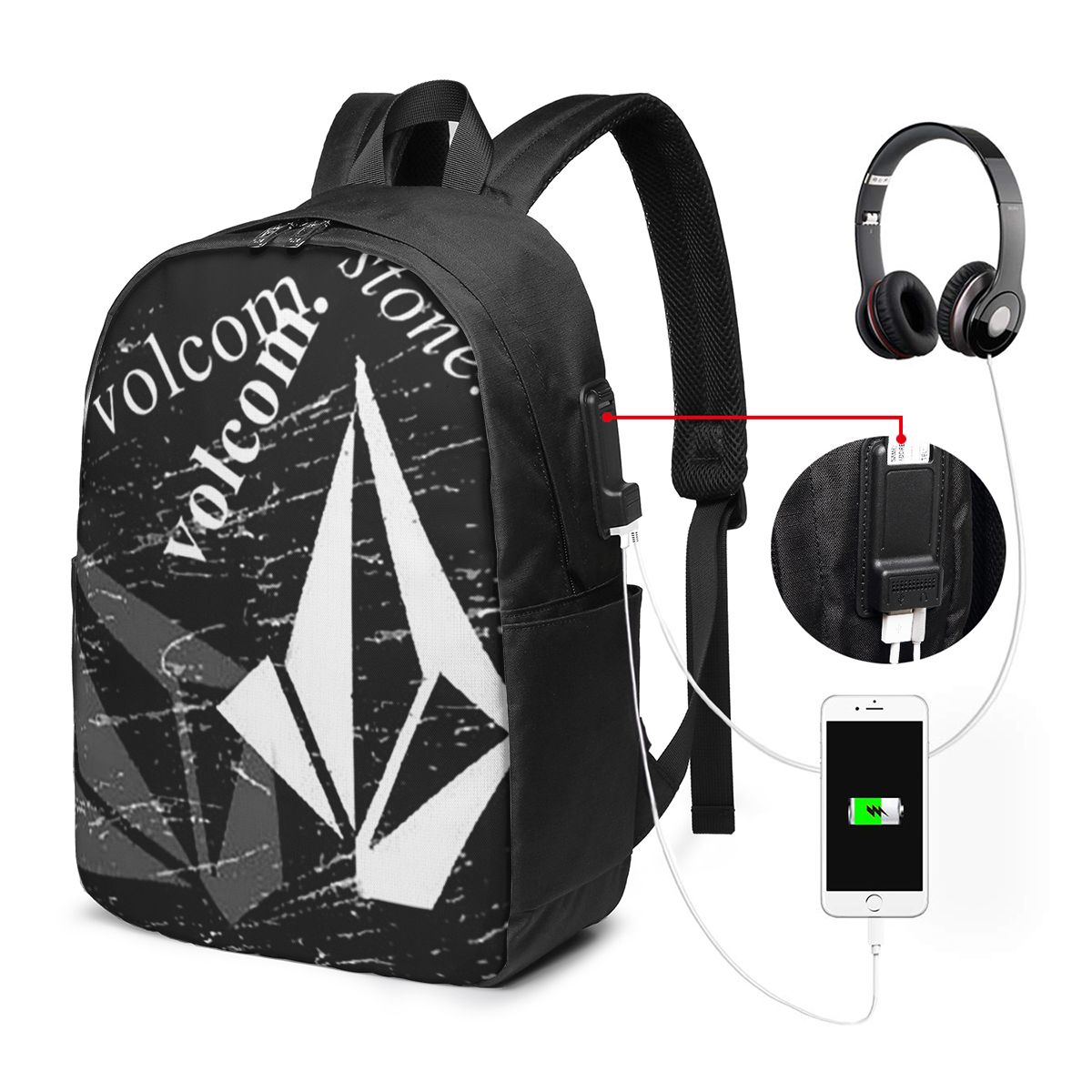 V-Volcom Logo Backpack Travel  - Women Bags College recensione e prezzo